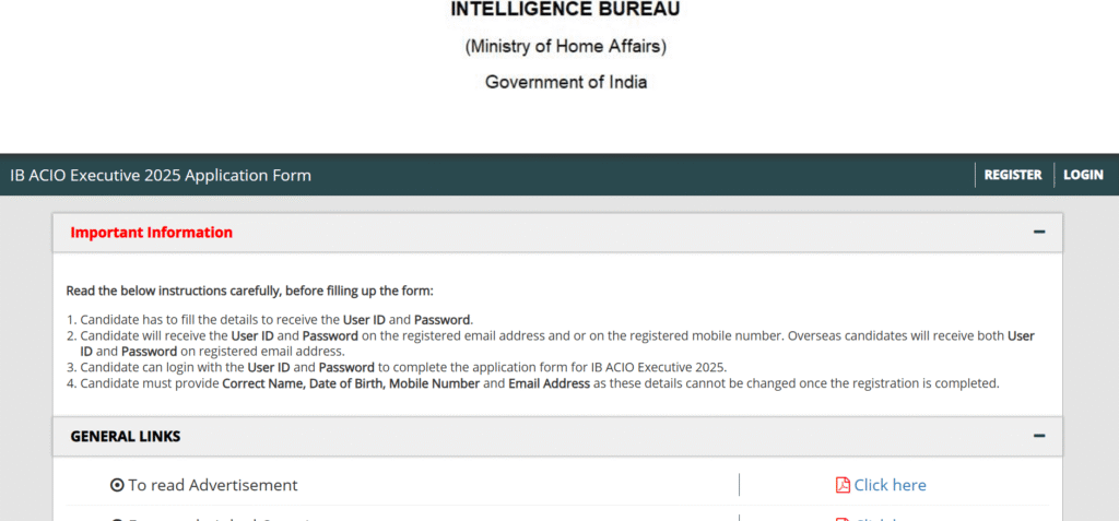 AB ACIO Official Notification 2025