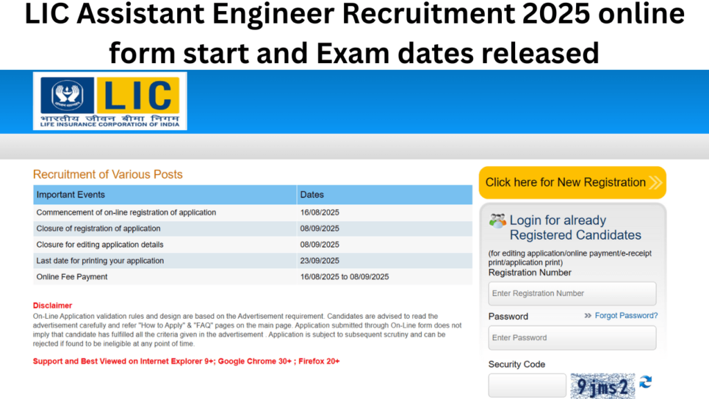 LIC Assistant Engineer Recruitment 2025 
