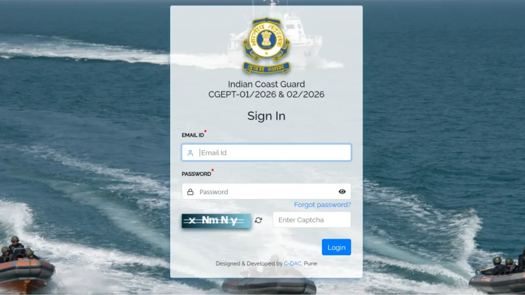 Indian Coast Guard CGEPT Exam City Intimation 