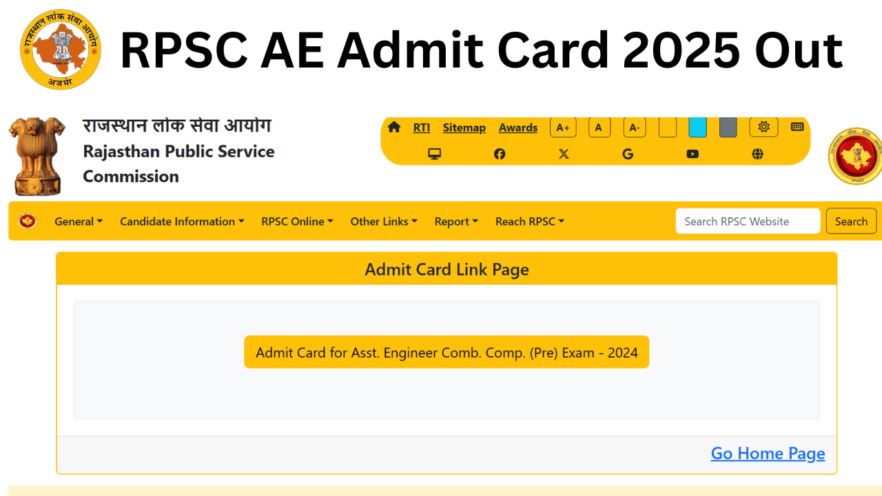 RPSC AE Admit Card 2025