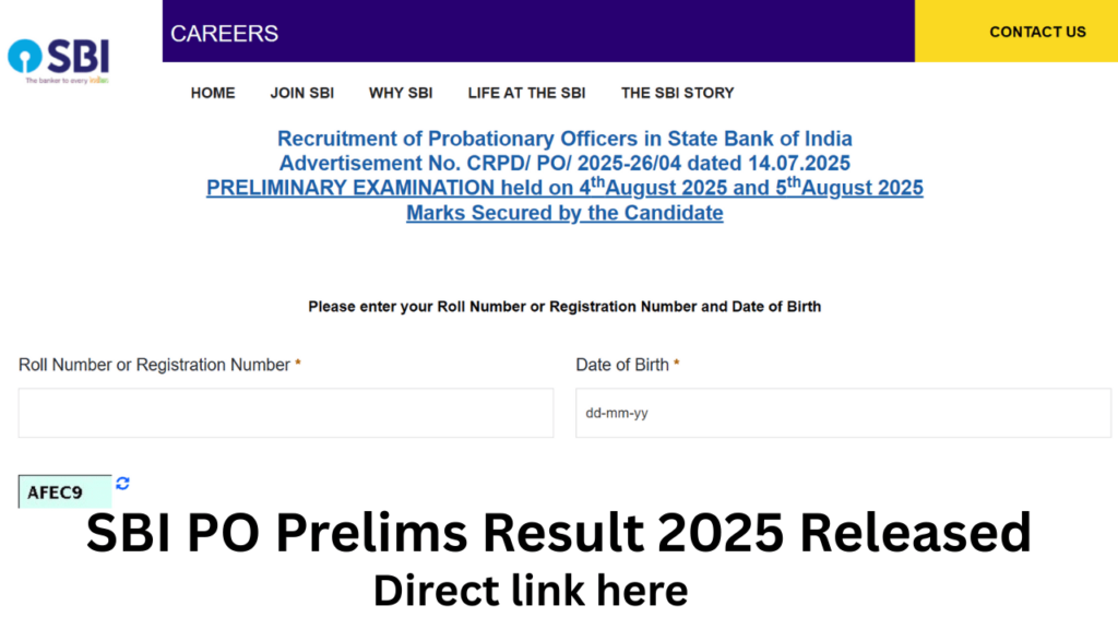 SBI PO Prelims Result 2025