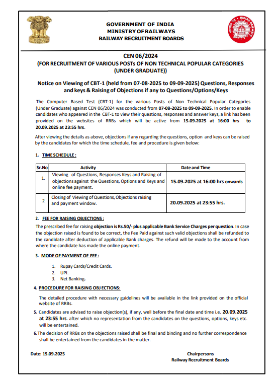 RRB NTPC Undergraduate 