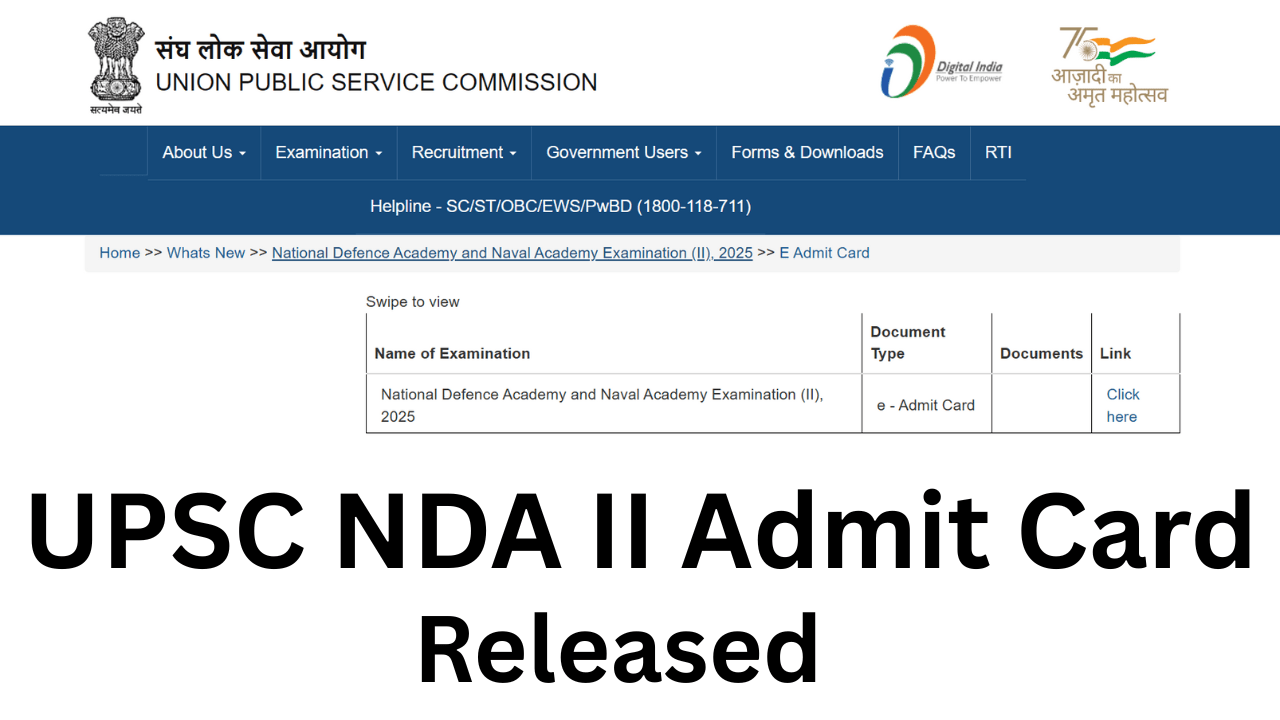 UPSC NDA Admit Card