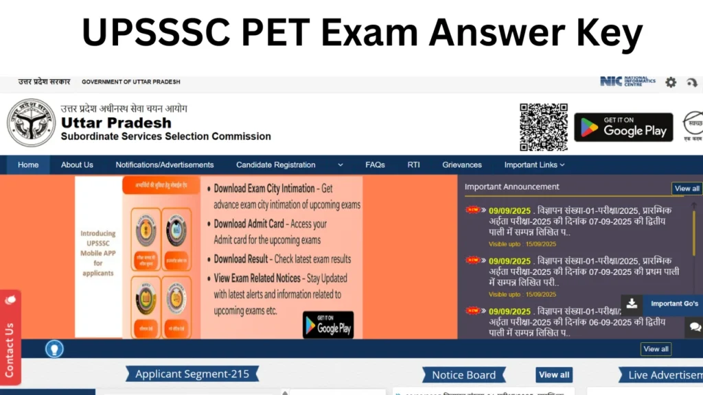 Upsssc Pet Exam Answer Key
