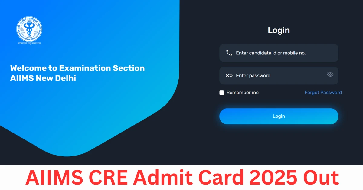 AIIMS CRE Admit Card 2025