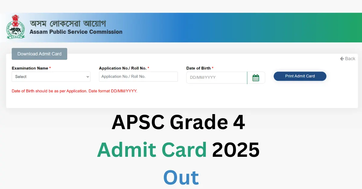 APSC Grade 4 Admit Card 2025