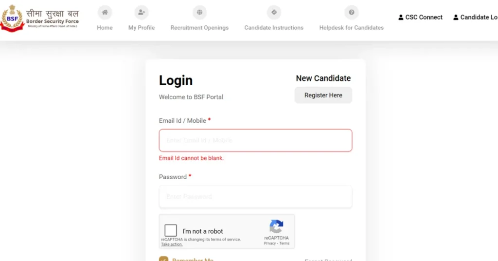 BSF Head Constable Admit Card 