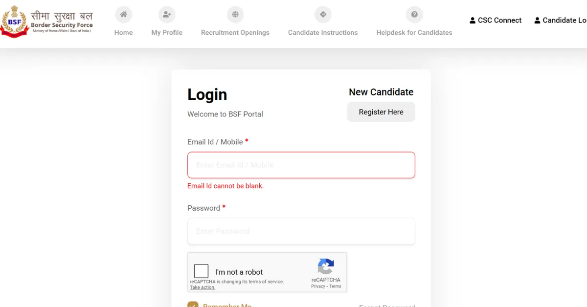 BSF Head Constable Admit Card