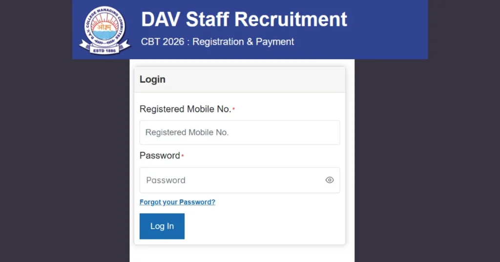 DAV Staff Recruitment Admit Card