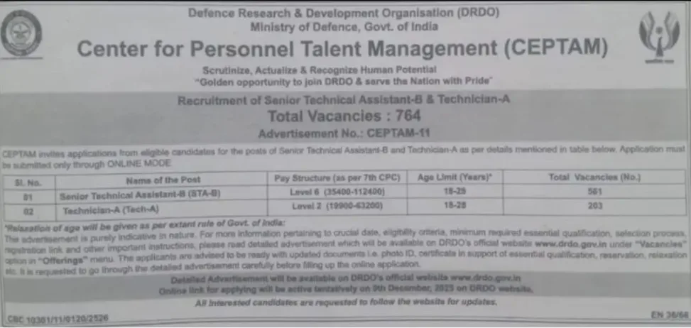 DRDO Notification 2025