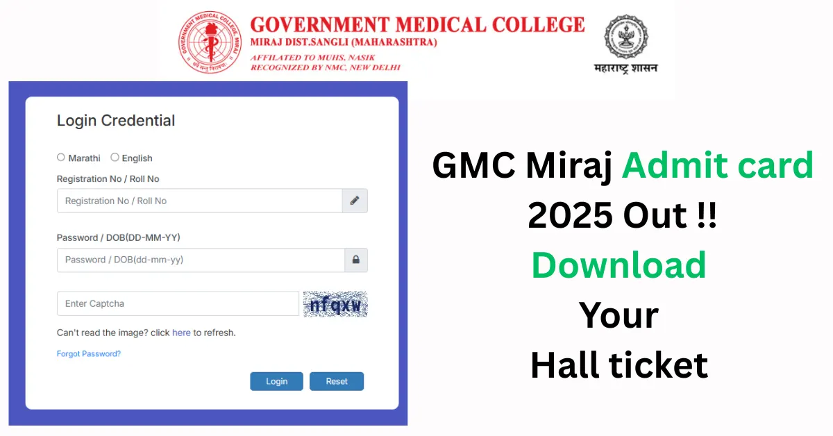 GMC Miraj Admit card 2025 Out