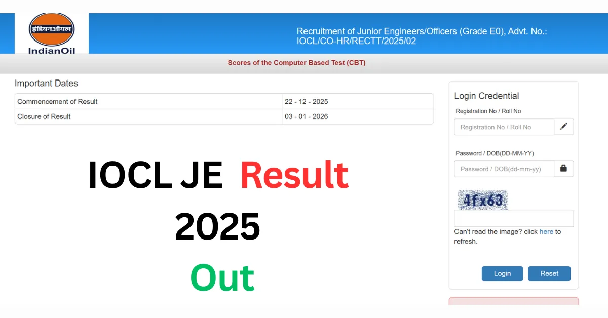 IOCL JE Result 2025