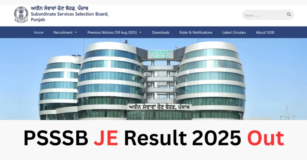 PSSSB JE Result 2025
