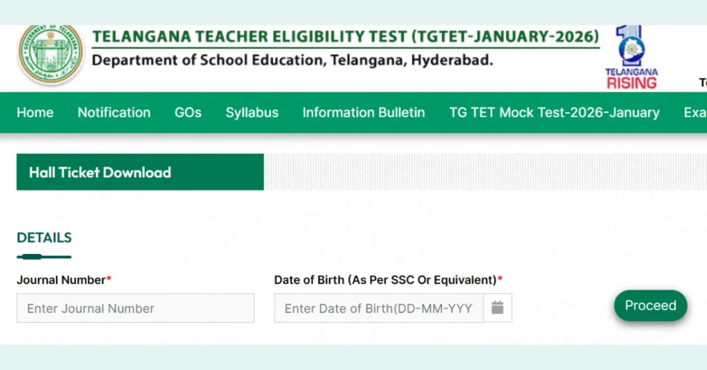 TG TET Hall Ticket Download 2026