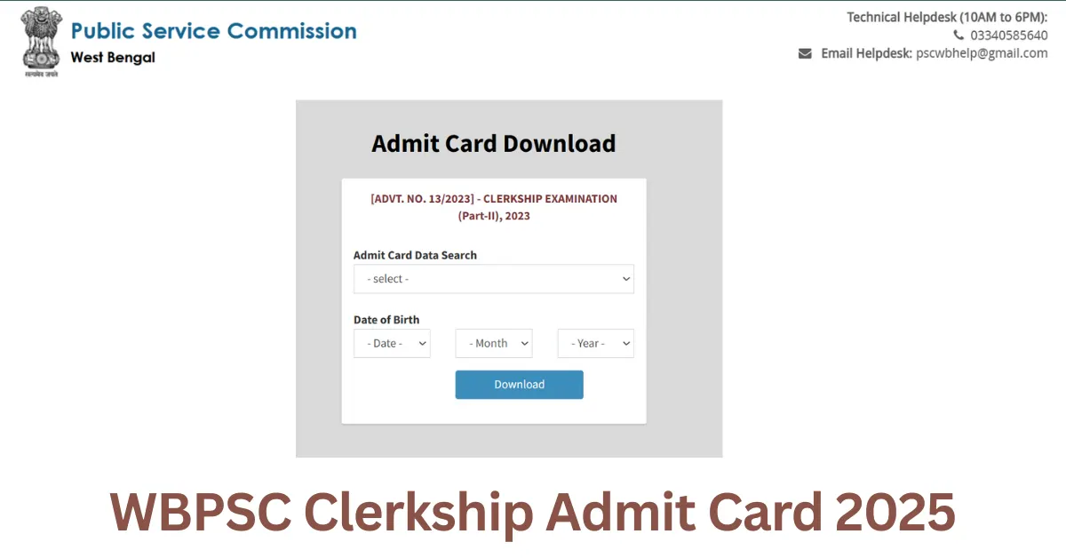 WBPSC Clerkship Mains Admit Card