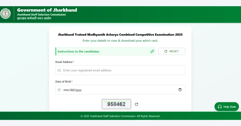 Jharkhand JSSC Secondary Teacher Admit Card 2026