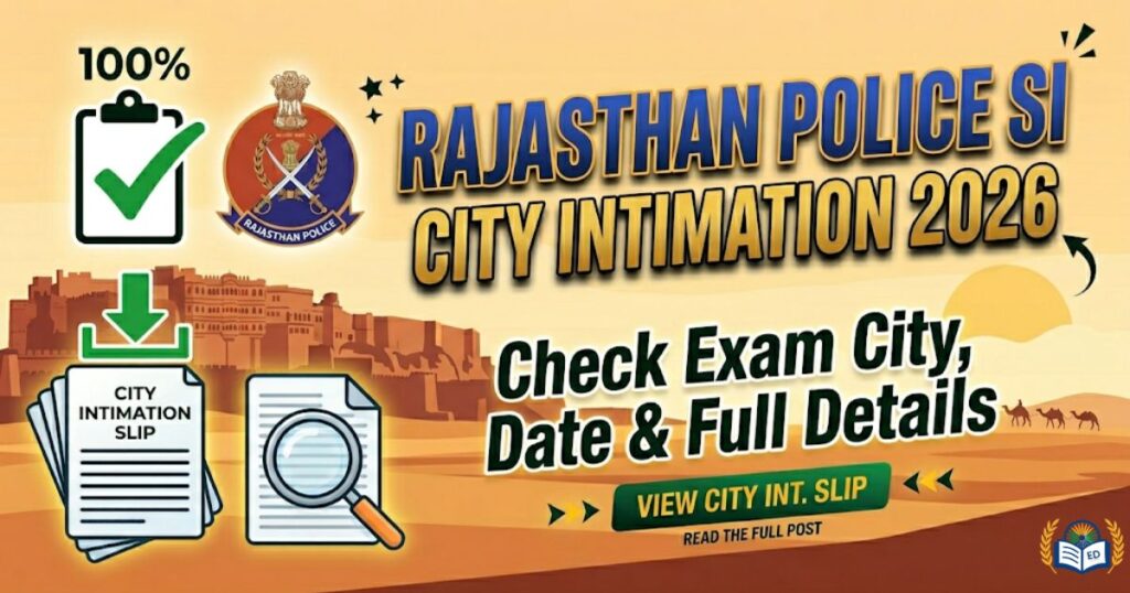 Rajasthan Police SI City Intimation 2026